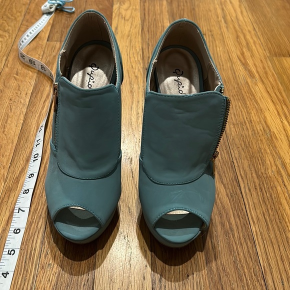 2/$20 Green Platform Peep toe Booties - Picture 2 of 10
